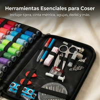 Kit de Costura Completo Portátil con Hilos Agujas Tijera y Cinta Métrica