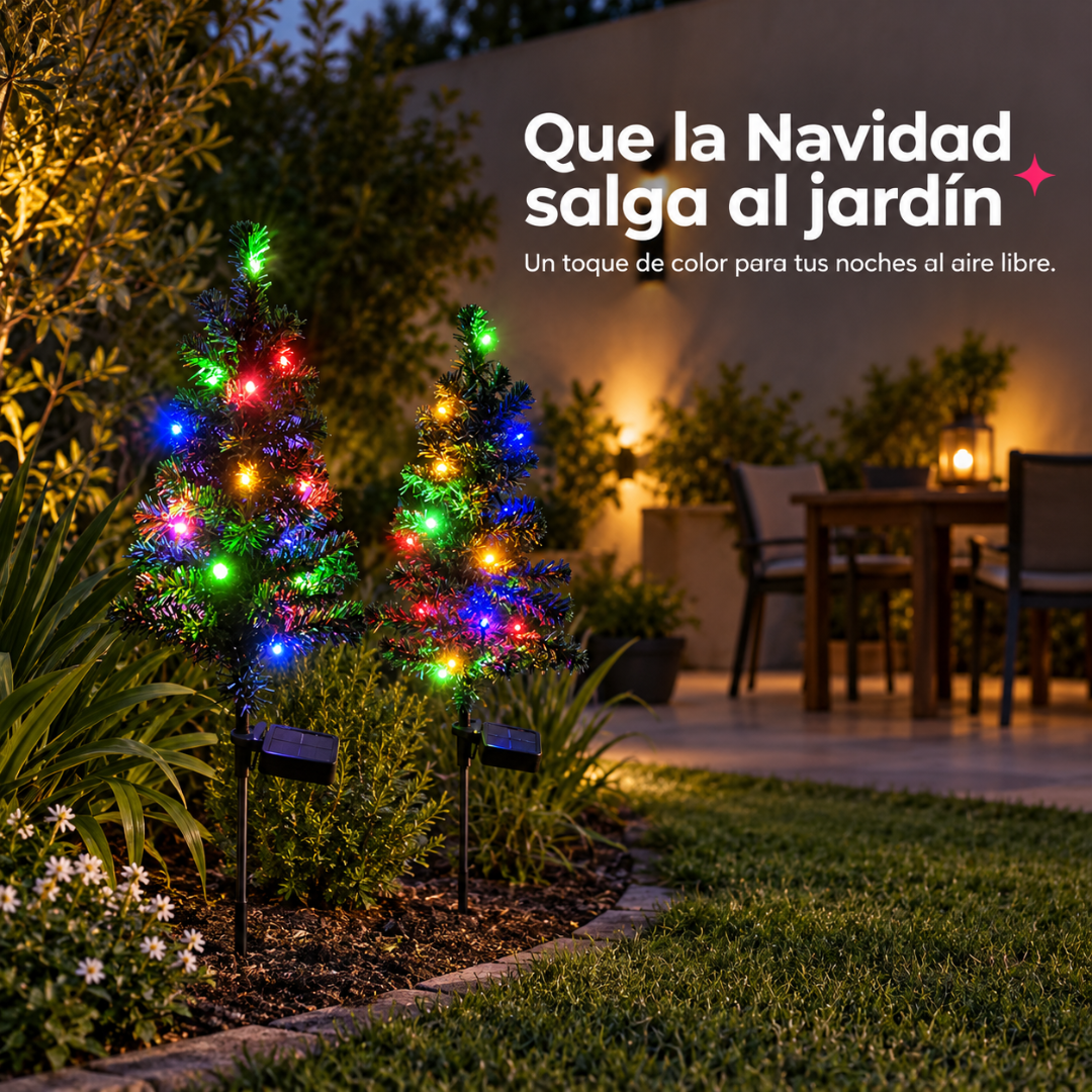 Pack x2 Árbol de Navidad Solar LED con Estaca para Jardín 84 cm