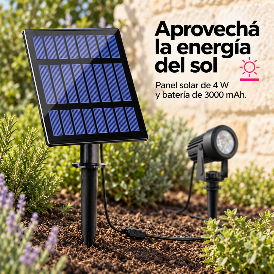 Set de 4 Focos LED Solares Orientables para Jardín
