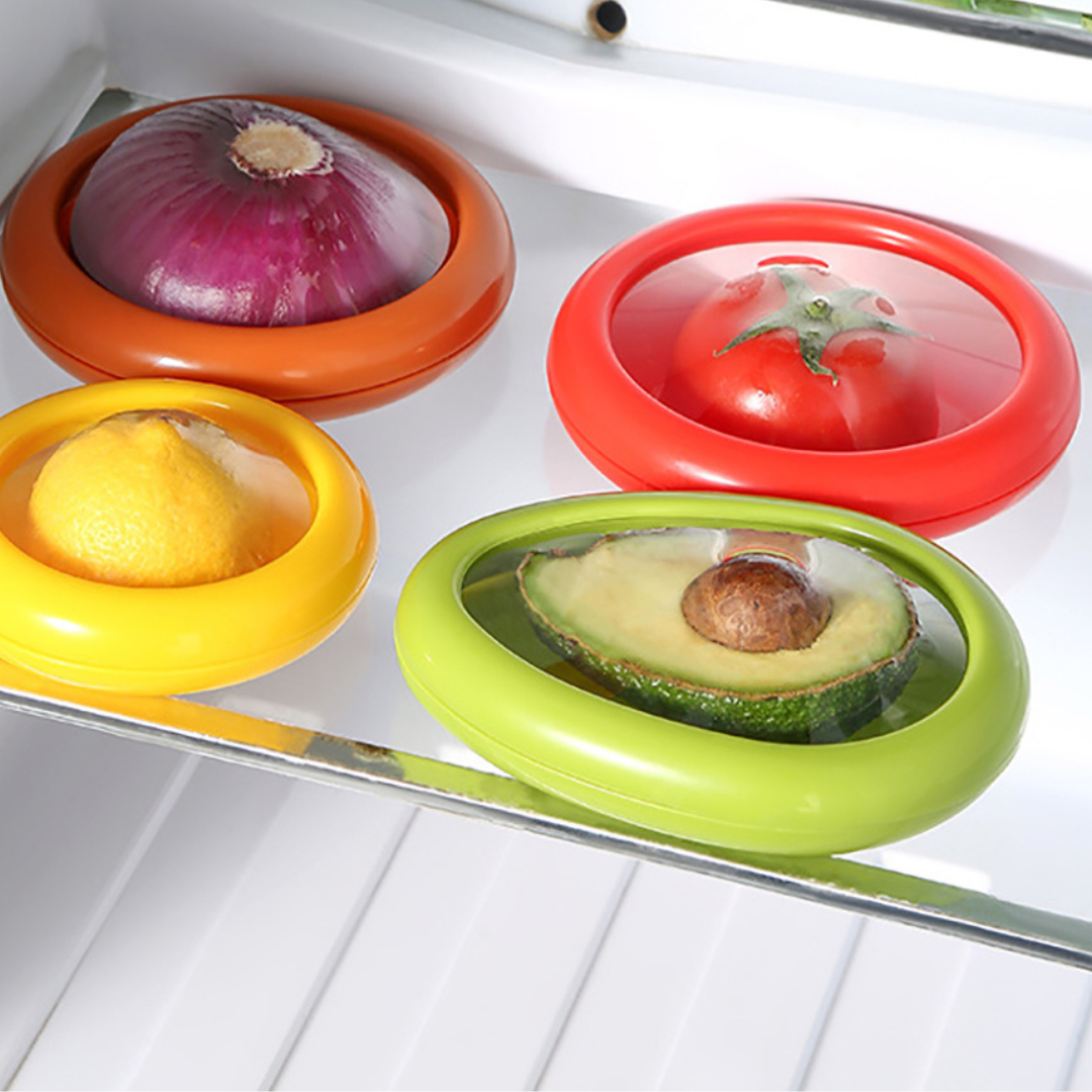 Set de 4 Conservadores De Tapa Elástica Para Frutas Y Verduras