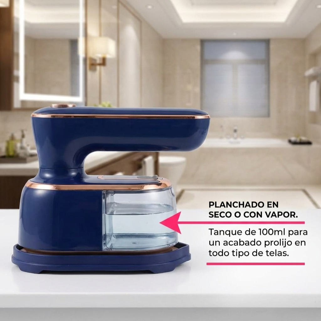 Plancha Vapor Portatil 1200W 100ml Calentamiento Rápido