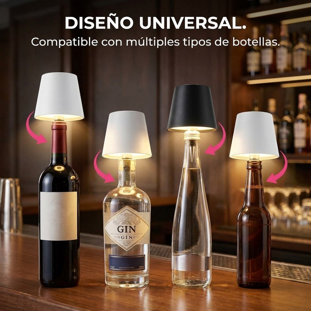Lámpara Luz LED para Botella Recargable Táctil 3 Modos