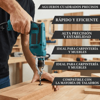 Adaptador Escopleador Taladro + 4 Mechas Cuadradas - Muy Moderna Uruguay