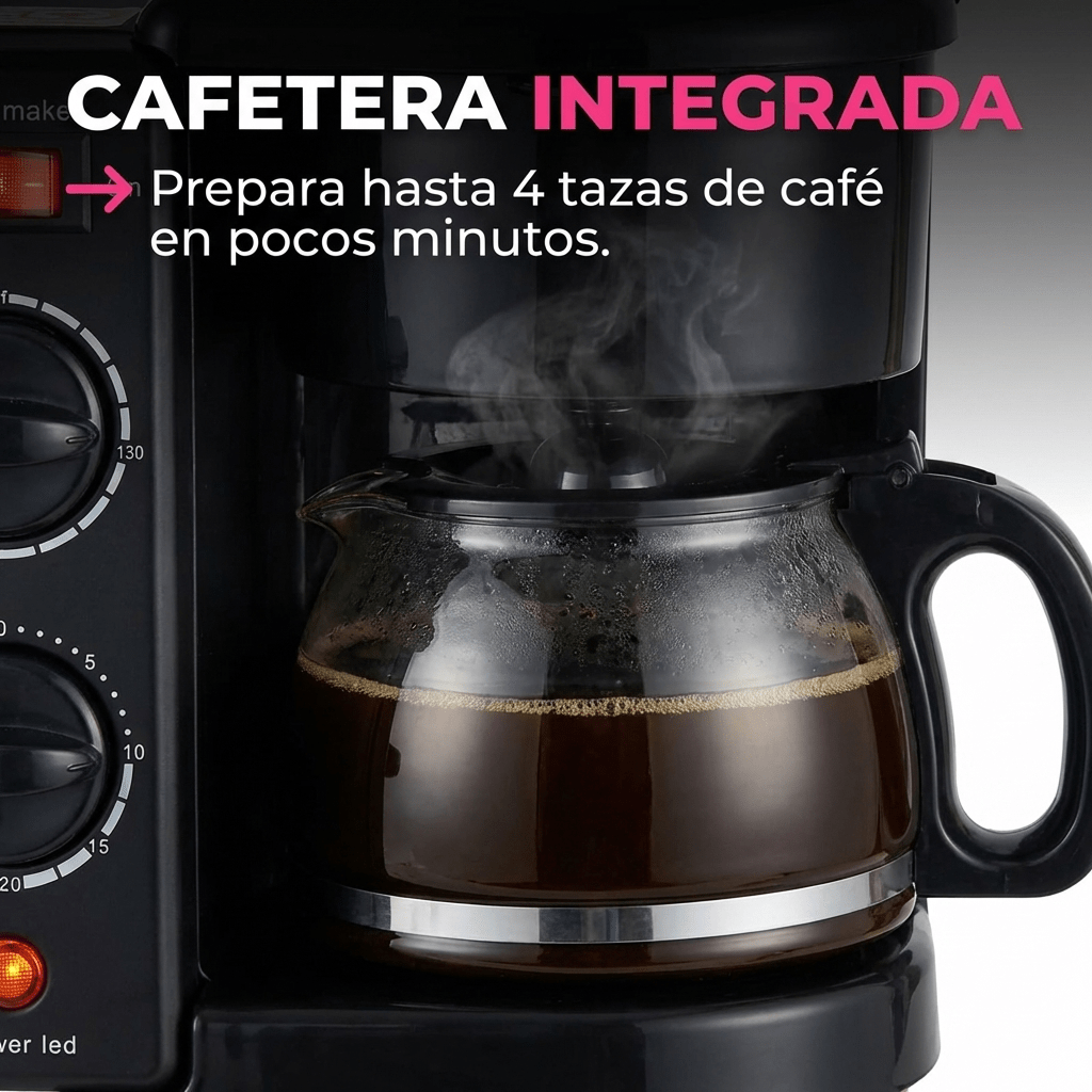 Estación De Desayuno 3 En 1 Horno Cafetera Y Plancha - Muy Moderna Uruguay