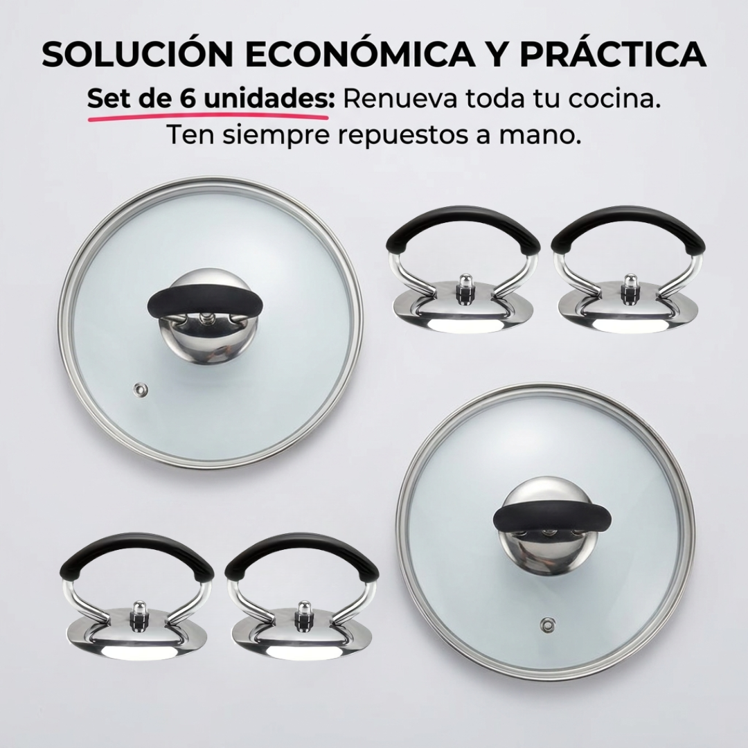 Set 6 Mangos de Silicona Universal para Tapa de Olla