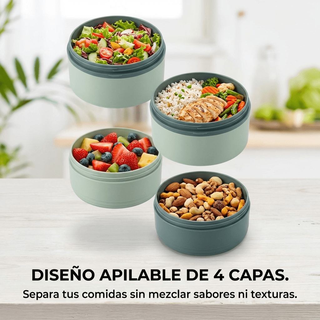 Luncheras Térmicas Apilables Acero Inox Pack x4 - Muy Moderna Uruguay
