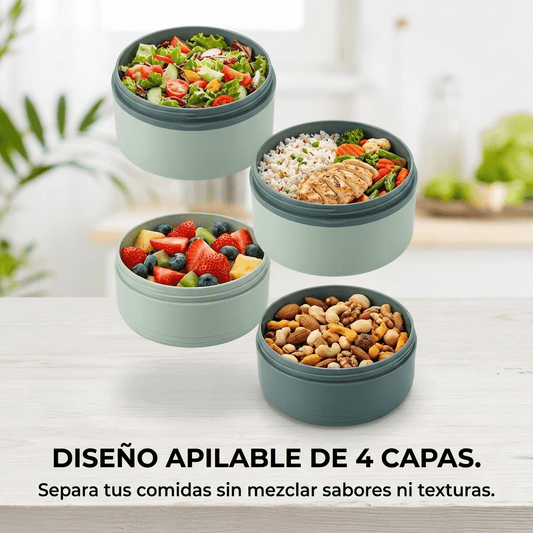 Luncheras Térmicas Apilables Acero Inox Pack x4 - Muy Moderna Uruguay