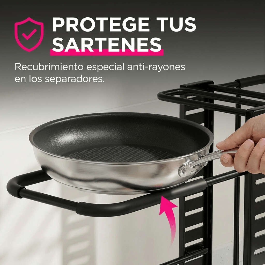 Organizador de Ollas y Sartenes 8 Niveles Ajustable - Muy Moderna Uruguay