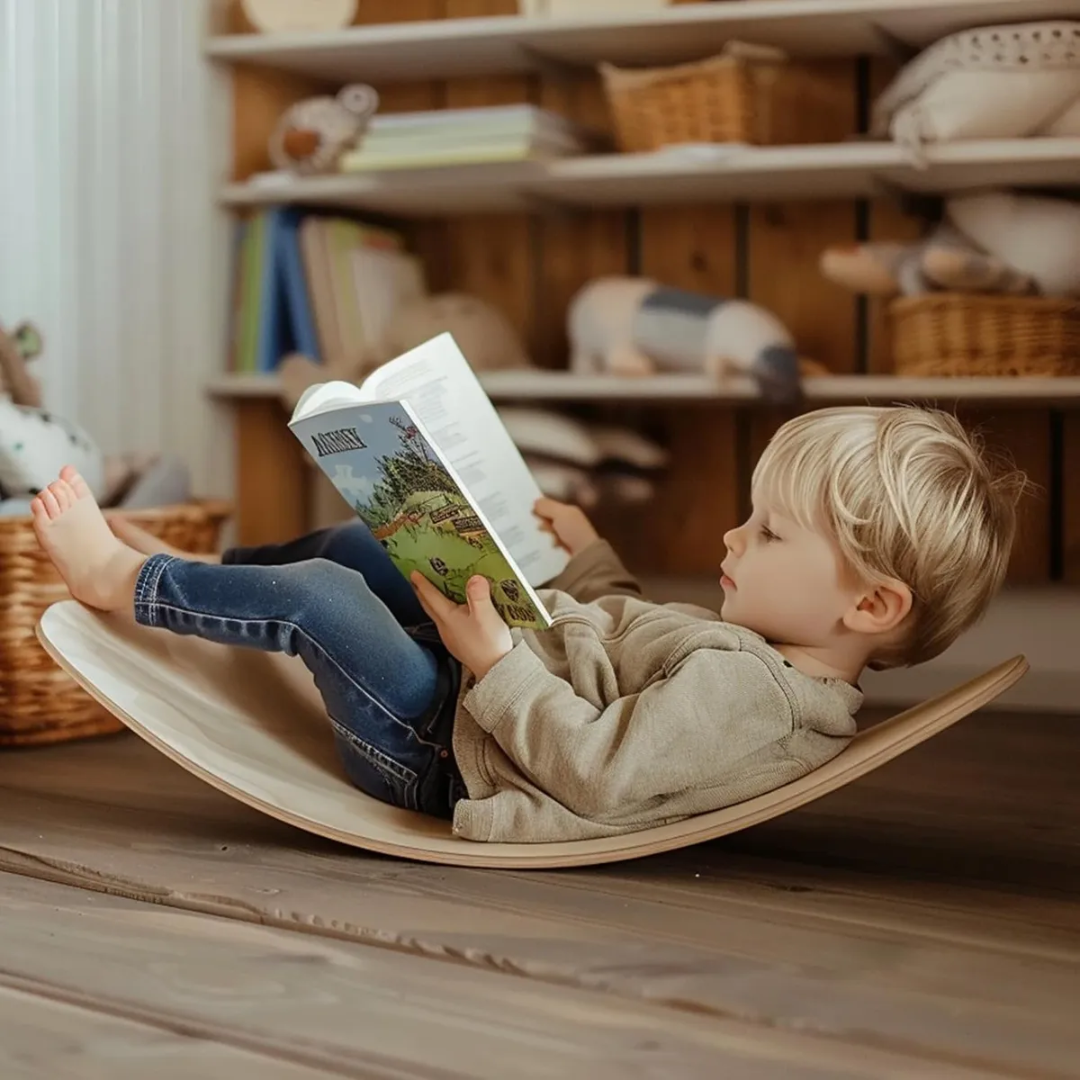 Balancín Montessori De Madera Para Niños Tabla Curva De Equilibrio