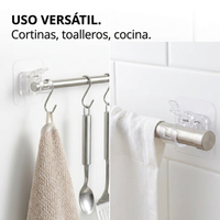 Soportes Adhesivos para Barra de Cortina x8 Sin Perforar