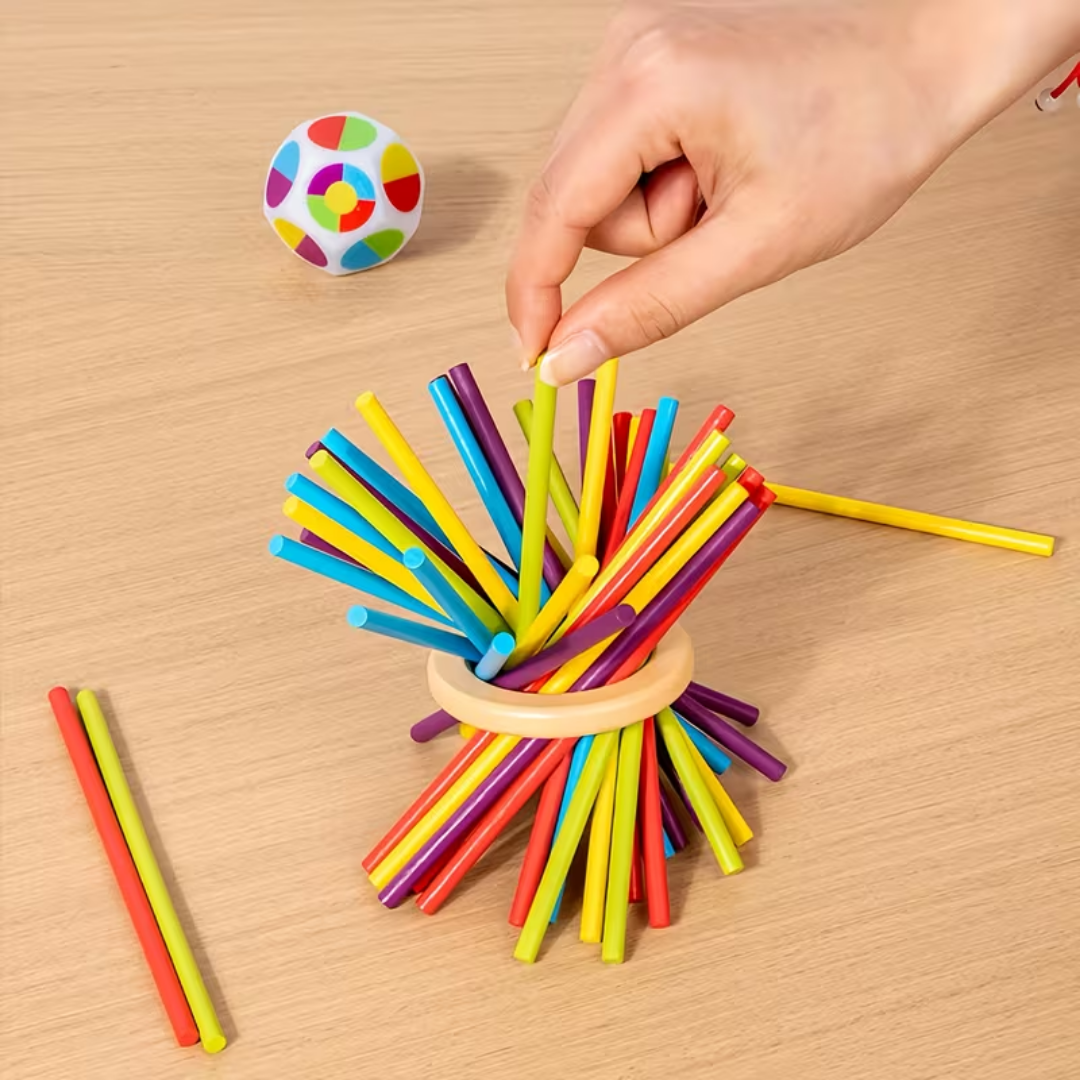 Juego de Mesa Torre de Equilibrio de Madera con Pelotas 3 en 1