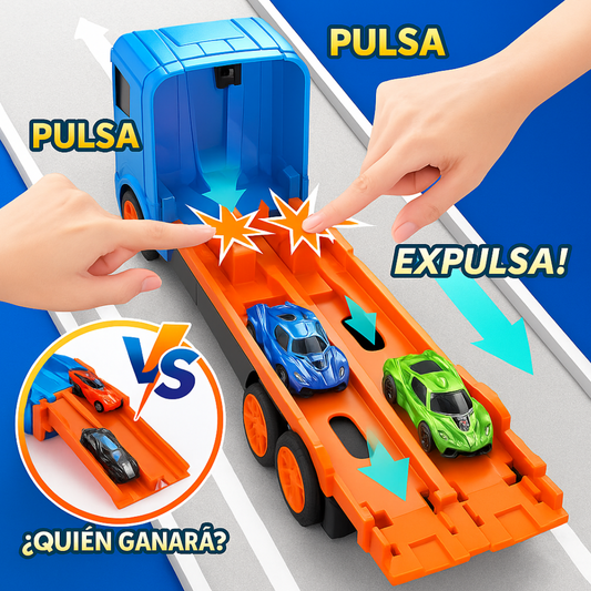 Camión Transportador Con Pista Y 12 Autos Juguete Para Niños