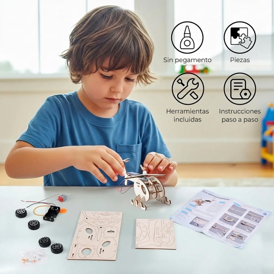 Kit STEM de Madera para Armar – Robot Solar Educativo para Niños