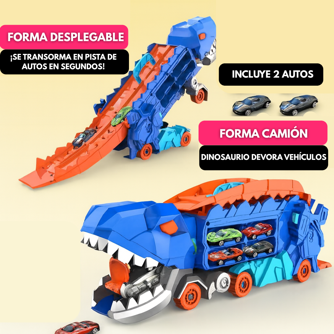 Set Dinosaurio Con Pista Y 2 Autos Juguete Interactivo Niños