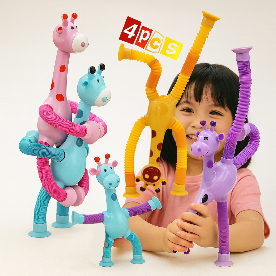 Set 4 Jirafas Pop Tube Juguete Sensorial Antiestrés