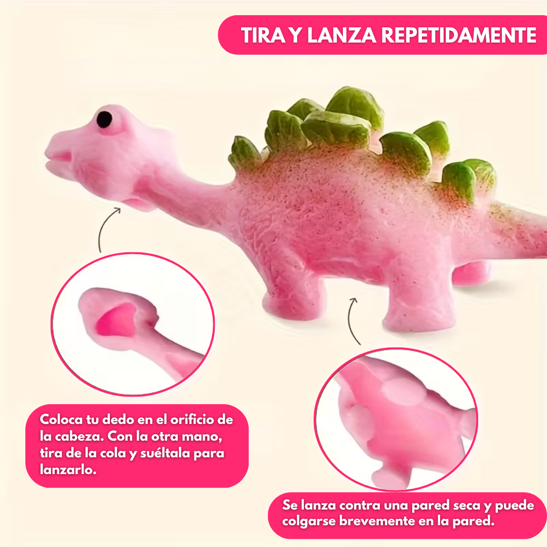 Set 10 Dinosaurios Pegajosos Juguete Lanzar Pared Sticky