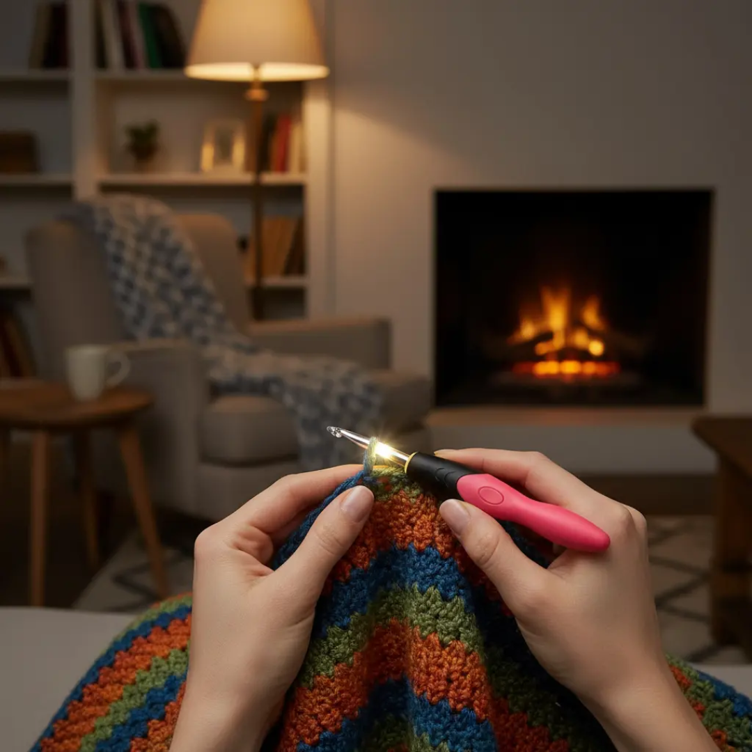 Kit Crochet con luz LED Recargable 9 Tamaños Intercambiables