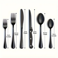 Set De Cubiertos De Acero Inoxidable Negros 24 Piezas