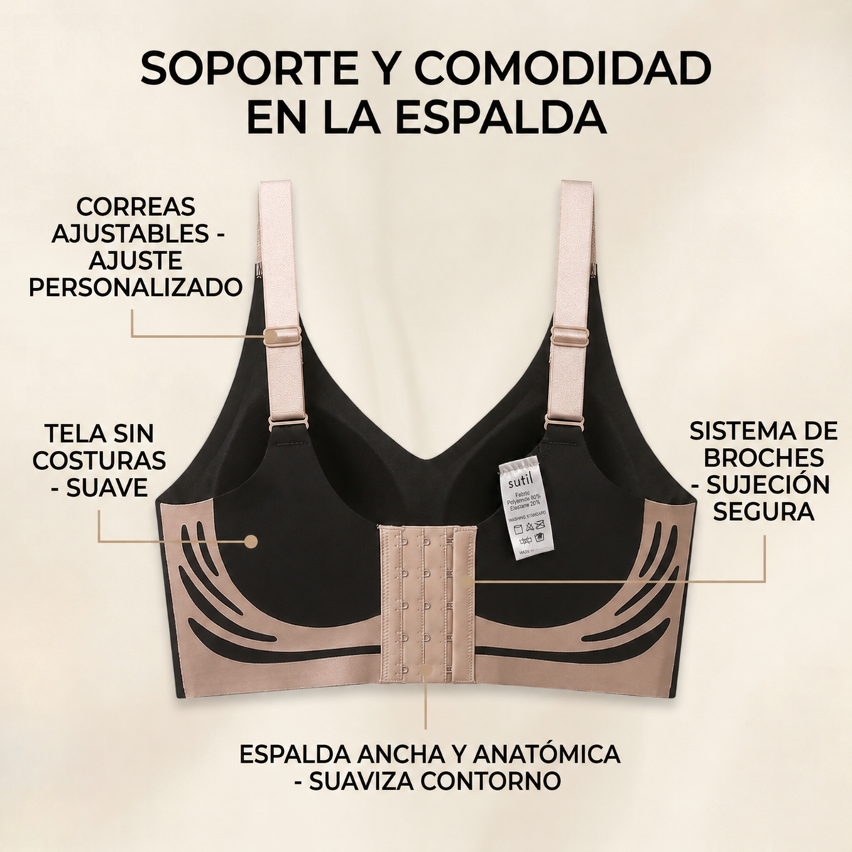 Corpiño Push Up Sin Costuras y Sin Aro — Efecto Levanta Busto