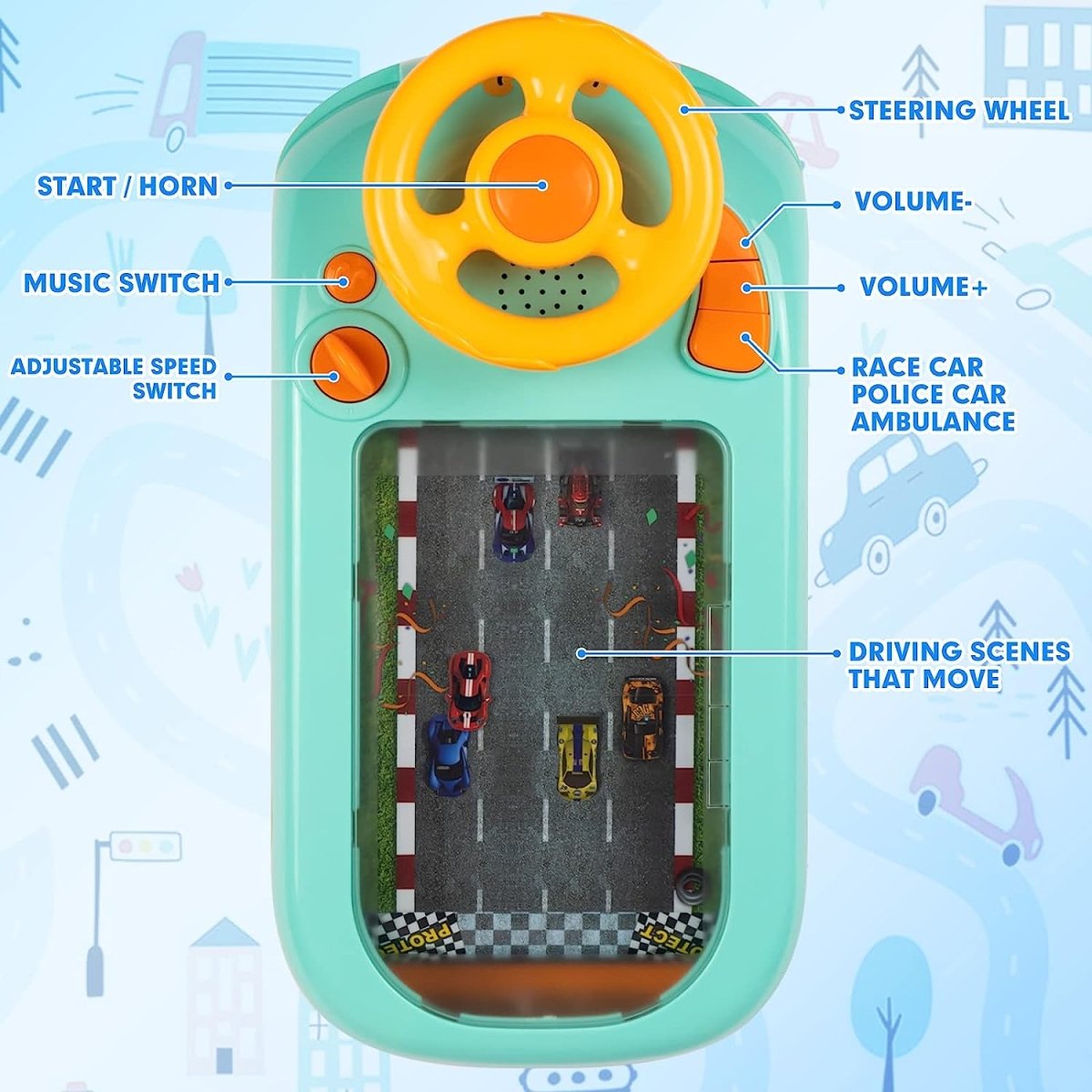 Juego de Carreras con Volante para Niños - Muy Moderna Uruguay