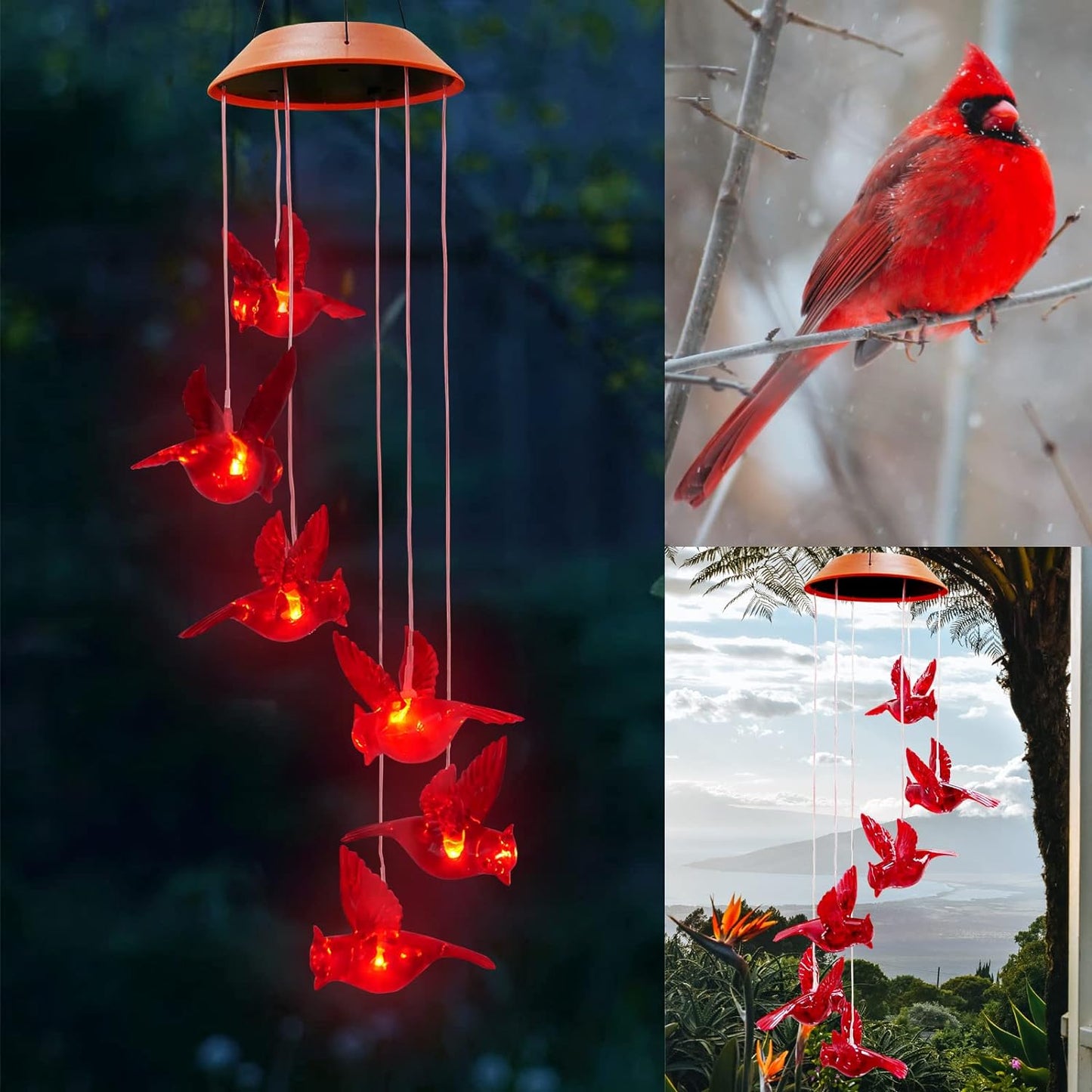 Llamador de Ángeles de Cardenales LED Solar