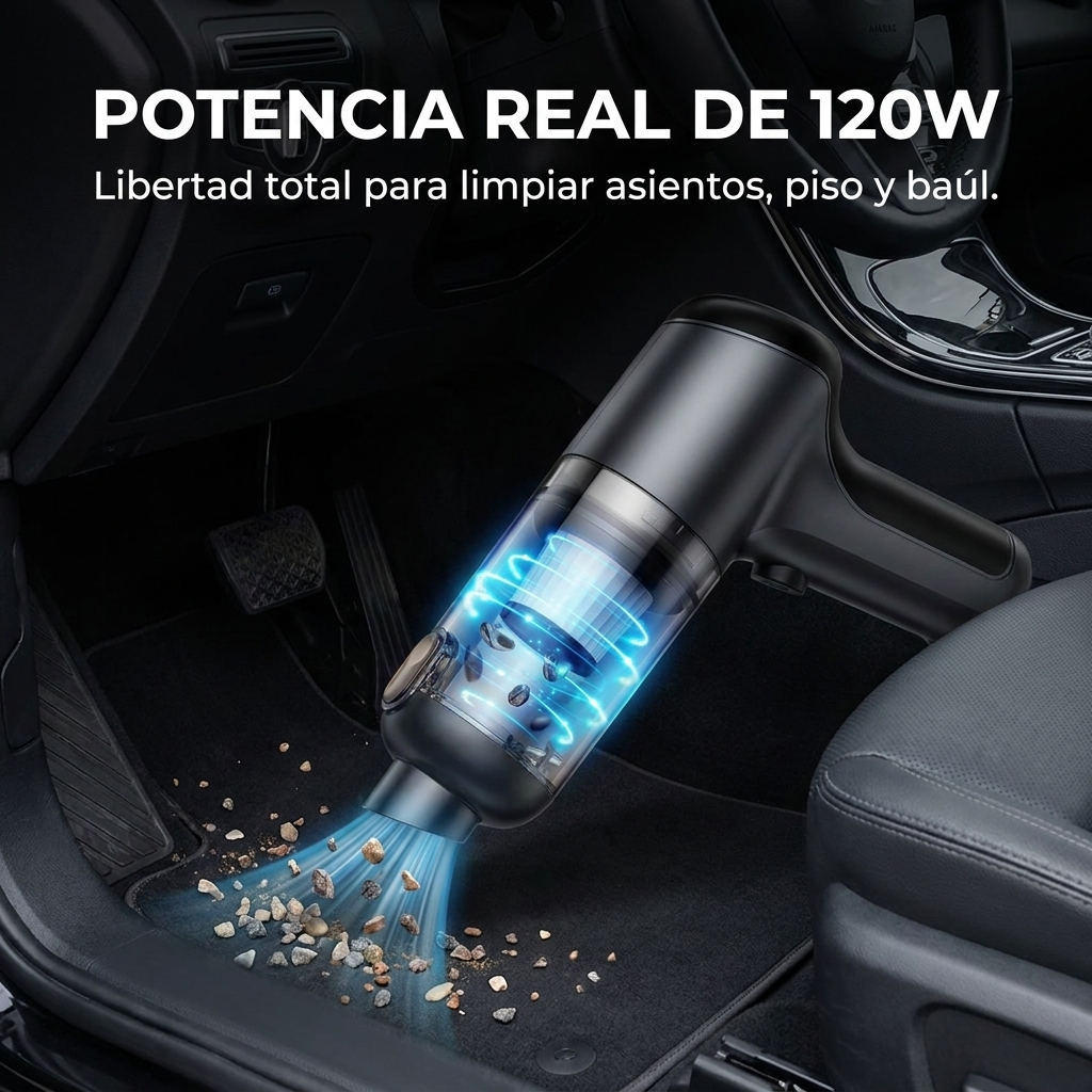 Aspiradora Inalámbrica Portátil Auto 120W Recargable