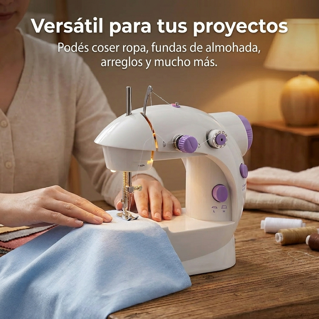Máquina De Coser Portátil Eléctrica Con Pedal Y Luz