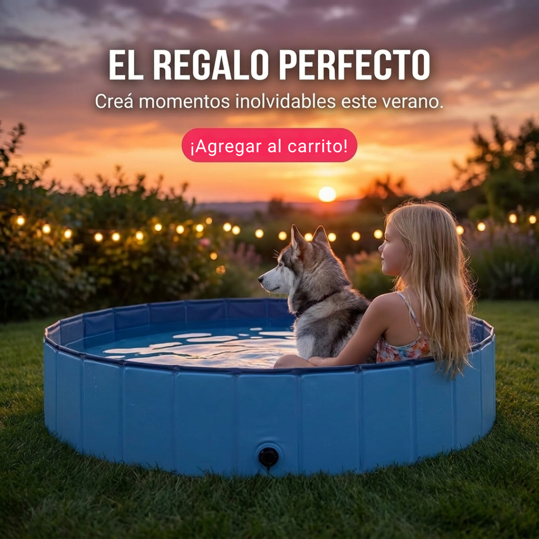 Piscina Plegable Rígida de 160 cm para Perros, Mascotas y Niños