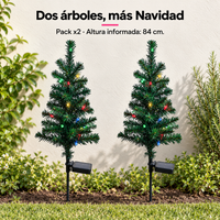 Pack x2 Árbol de Navidad Solar LED con Estaca para Jardín 84 cm