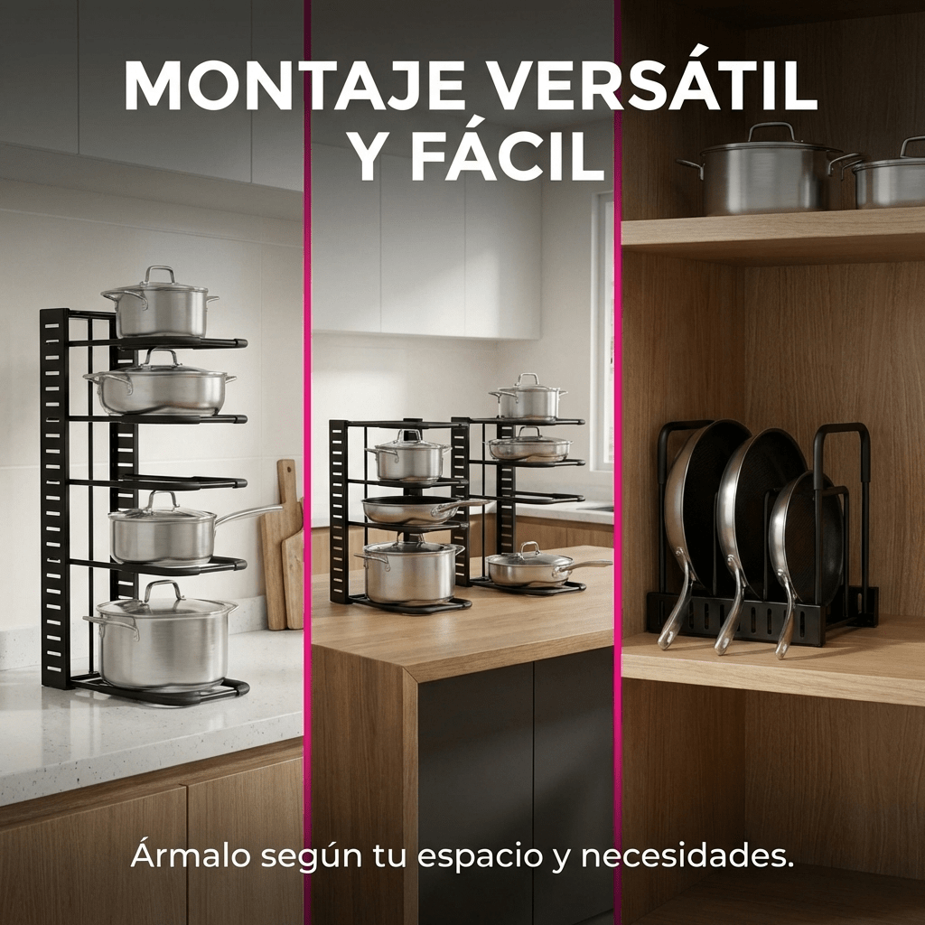 Organizador de Ollas y Sartenes 8 Niveles Ajustable - Muy Moderna Uruguay