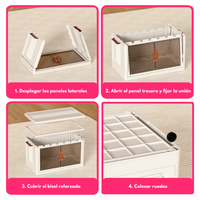 Set De 4 Cajas Organizadoras Apilables Con Puertas Transparentes y Ruedas