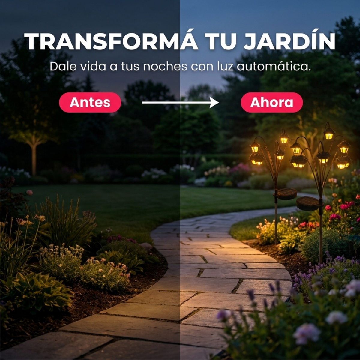 Farol Solar Vintage para Jardín Exterior 64 cm – 6 LED Pack x2