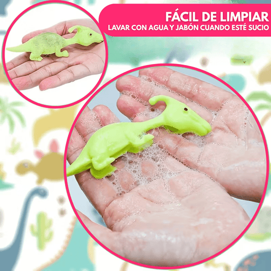 Set 10 Dinosaurios Pegajosos Juguete Lanzar Pared Sticky - Muy Moderna Uruguay