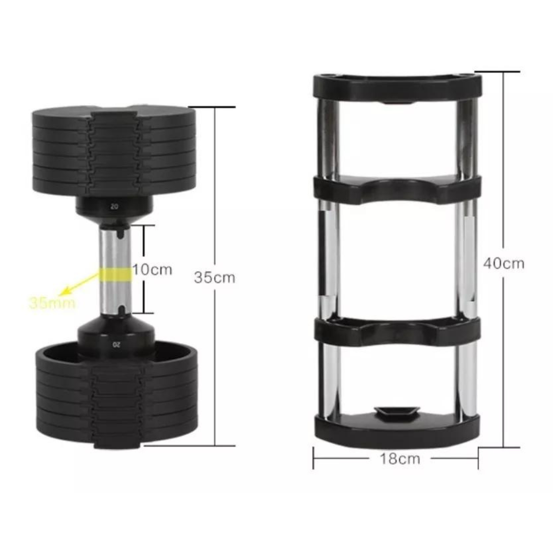 Set X2 Multi-Mancuernas de Hierro Ajustables (2kg 4kg 8kg 12kg 16kg 20kg)