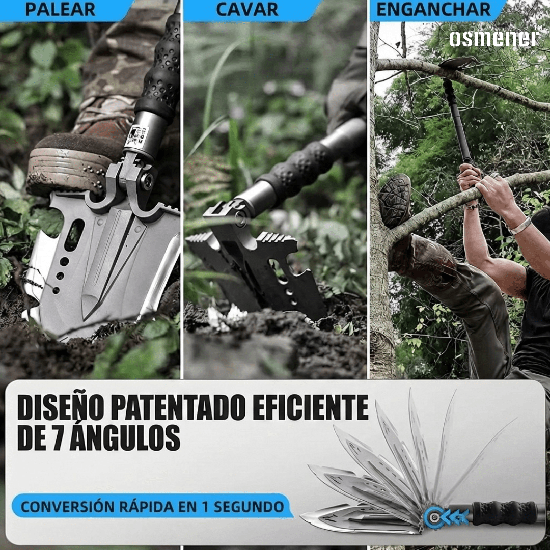Pala Táctica Militar Multifunción Plegable 12 En 1 Para Camping OSMENER - Muy Moderna Uruguay