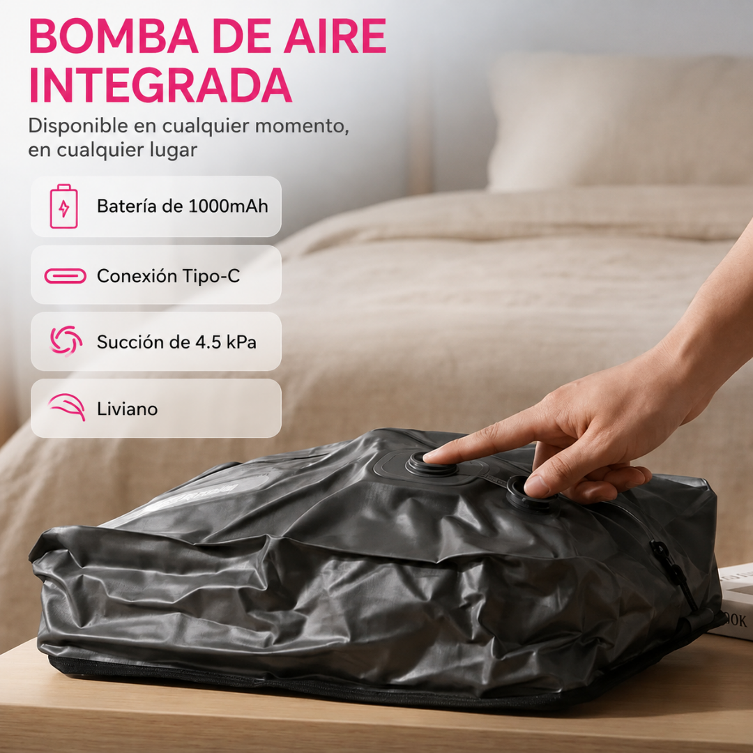 Bolsa de Vacío para Ropa de Viaje 20L con Bomba Integrada Recargable para Valija
