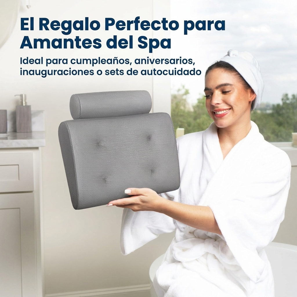 Almohada Bañera Antideslizante Ventosas Soporte Espalda Cuello