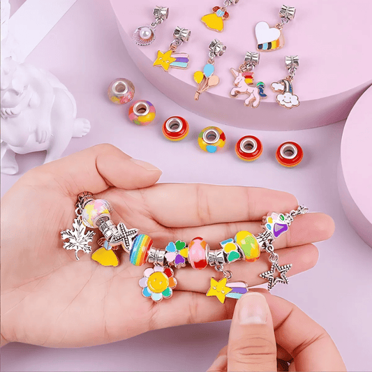 Kit Completo para Crear Pulseras Metálicas con Dijes y Cuentas - Muy Moderna Uruguay