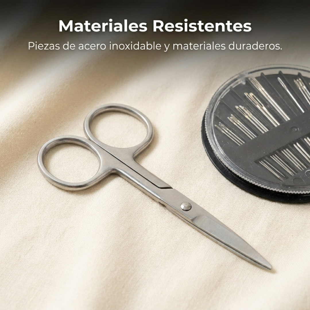 Kit de Costura Completo Portátil con Hilos Agujas Tijera y Cinta Métrica