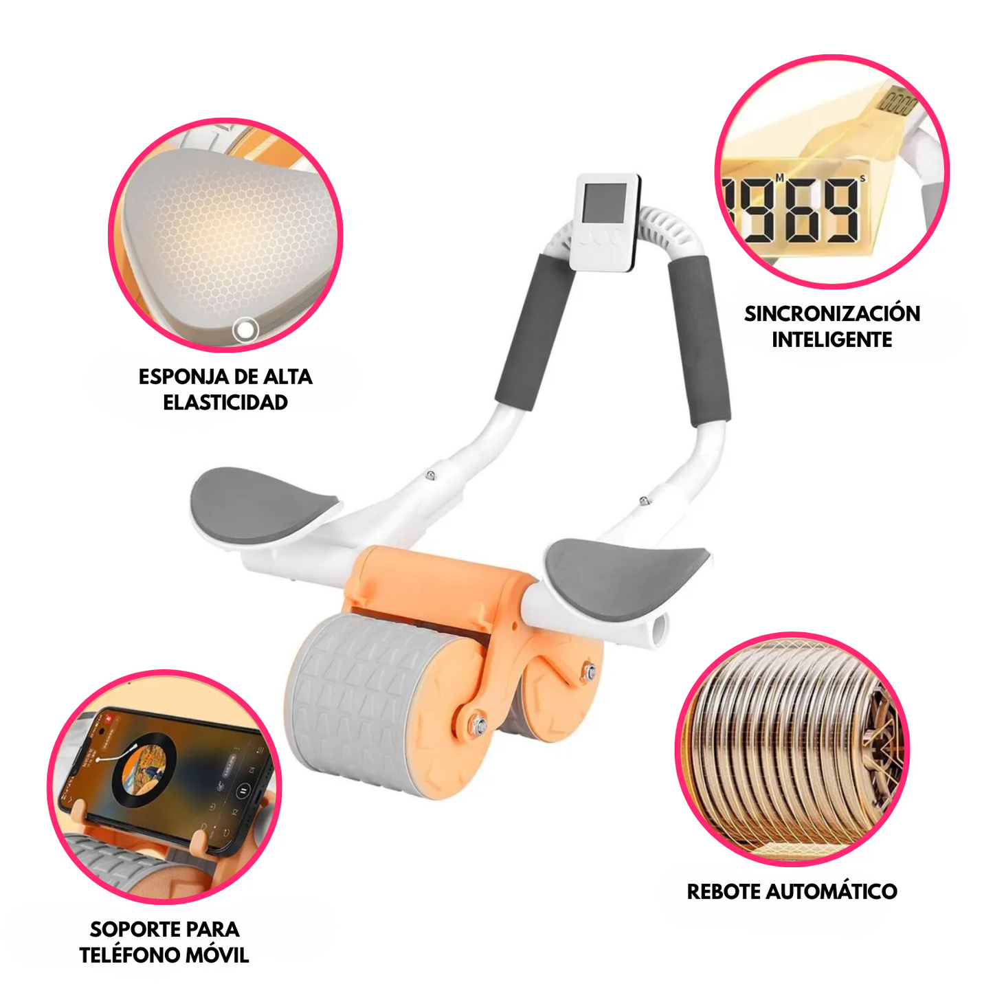 Rueda Abdominal Con Rebote Automático Y Temporizador Digital