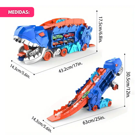 Set Dinosaurio Con Pista Y 2 Autos Juguete Interactivo Niños