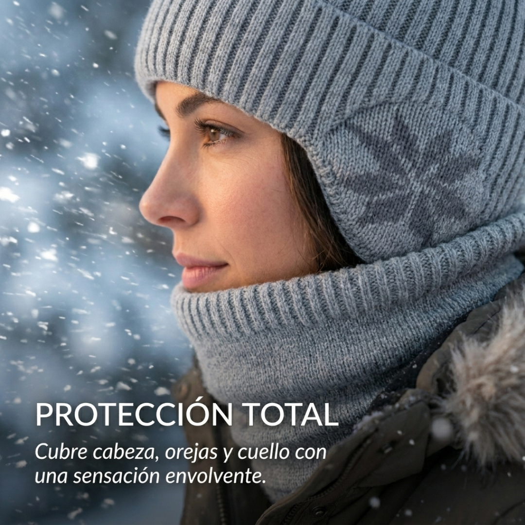 Gorro con Orejeras y Cuello Bufanda Set Tejido