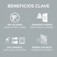Soportes Adhesivos para Barra de Cortina x8 Sin Perforar