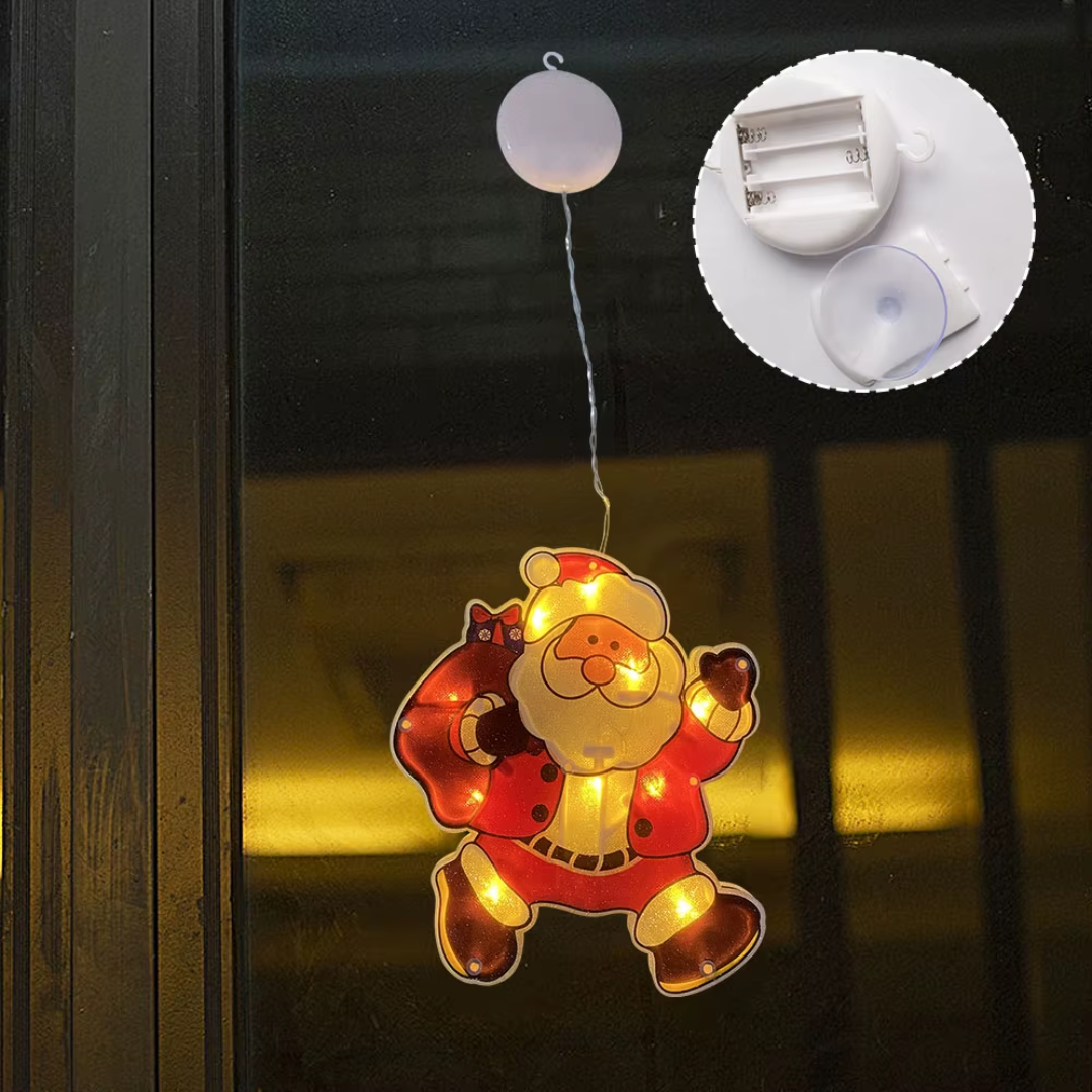 Set 3 Adornos Navideños de Ventana con Luz LED