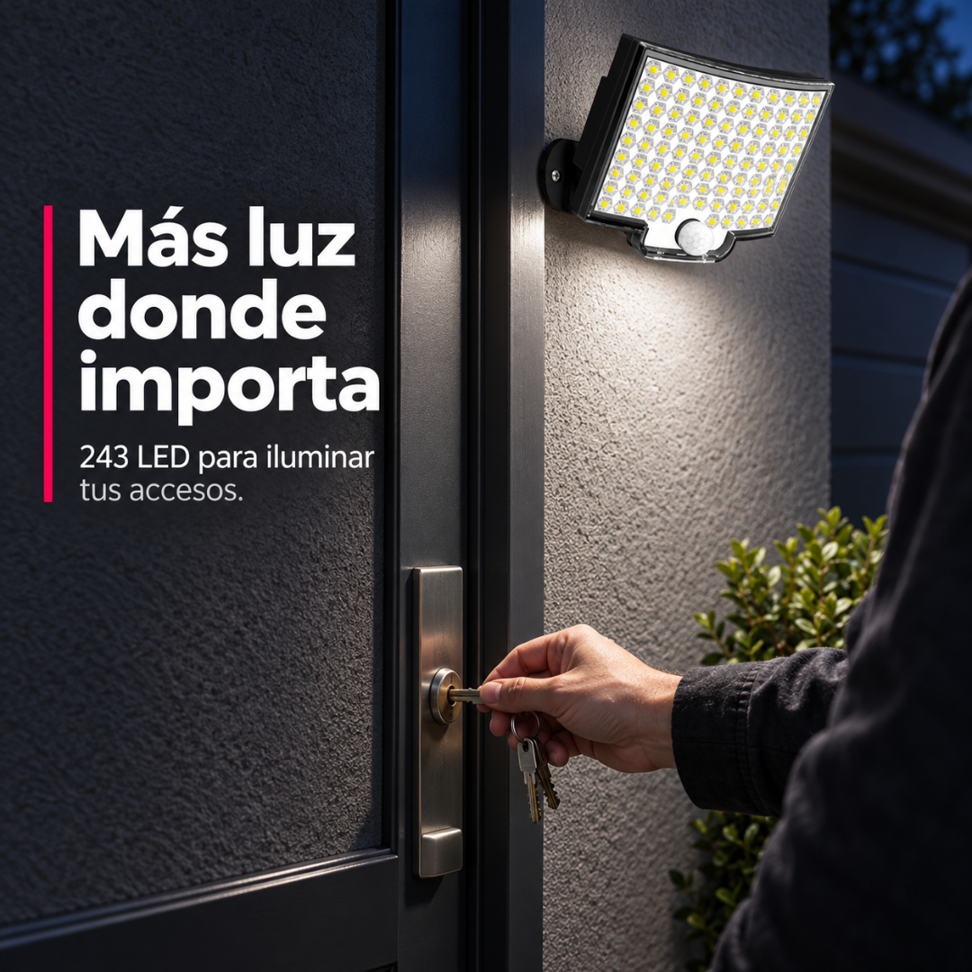 Reflector Solar 243 LED con Sensor de Movimiento ecoinnova