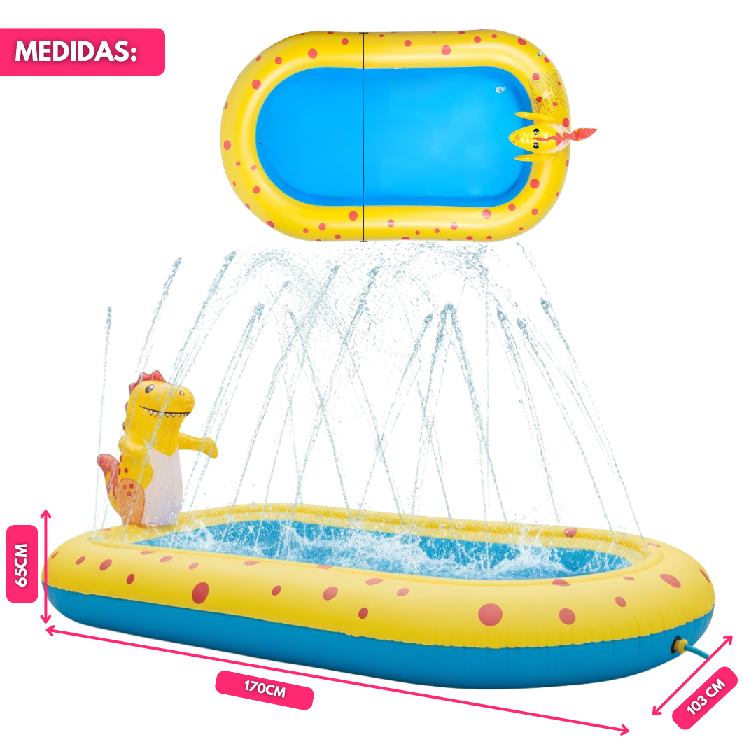 Piscina Inflable Infantil 170cm Con Rociador De Dinosaurio