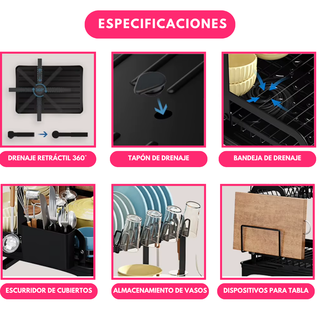 Escurridor Shelf Sobre Mesada Con Drenaje Lateral