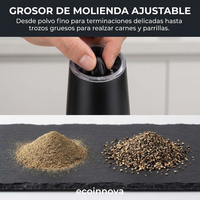 Set Molinillo Eléctrico Sal y Pimienta con Luz LED Ecoinnova
