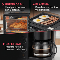 Estación De Desayuno 3 En 1 Horno Cafetera Y Plancha - Muy Moderna Uruguay
