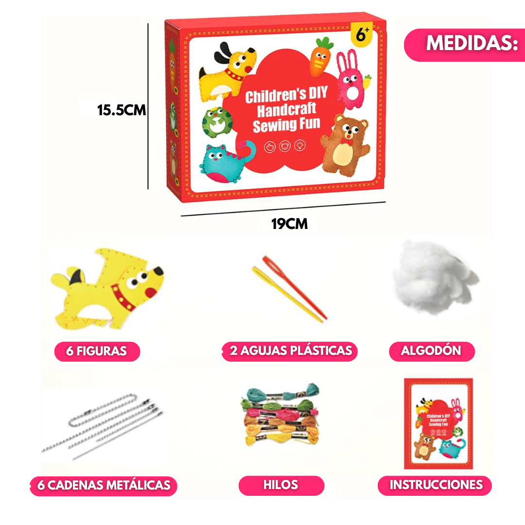 Juego De Costura Infantil Principiantes Kit 6 Diseños Educativo